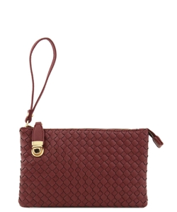 Fashion Woven Clutch Crossbody Bag WU112 BURGUNDY